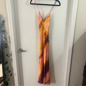 ZARA: Brand new satin tie dye maxi dress S NWT